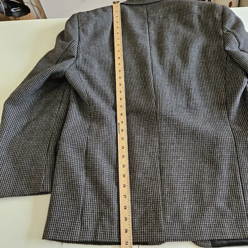 Savile Row Blazer Mens US 46 Black Gray Wool Alpaca Lined 2B Ventless Vtg FLAWS